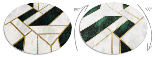 Koberec EMERALD exkluzívny 1015 kruh - glamour, marmur, geometrický zelený/zlatý