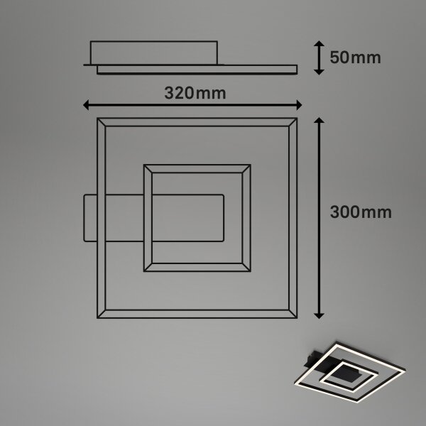 Briloner - LED stropné svietidlo FRAME LED/22W/230V 3000K 30x32 cm čierna