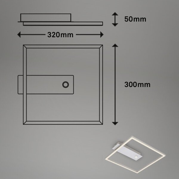 Briloner - LED stropné svietidlo so senzorom FRAME LED/14W/230V 3000K 30x32 cm matný chróm