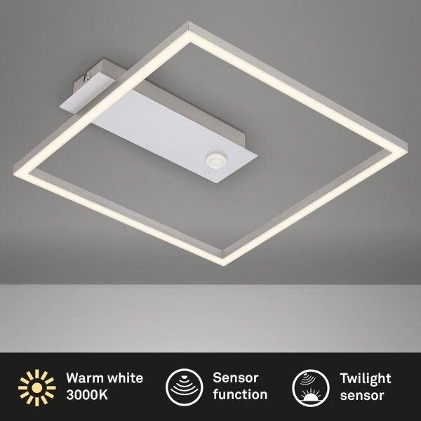 Briloner - LED stropné svietidlo so senzorom FRAME LED/14W/230V 3000K 30x32 cm matný chróm
