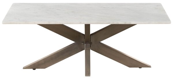 Konferenčný stolík 120x60x45 mramor biely / krížový rám železo starožitná sivá BARCELONA