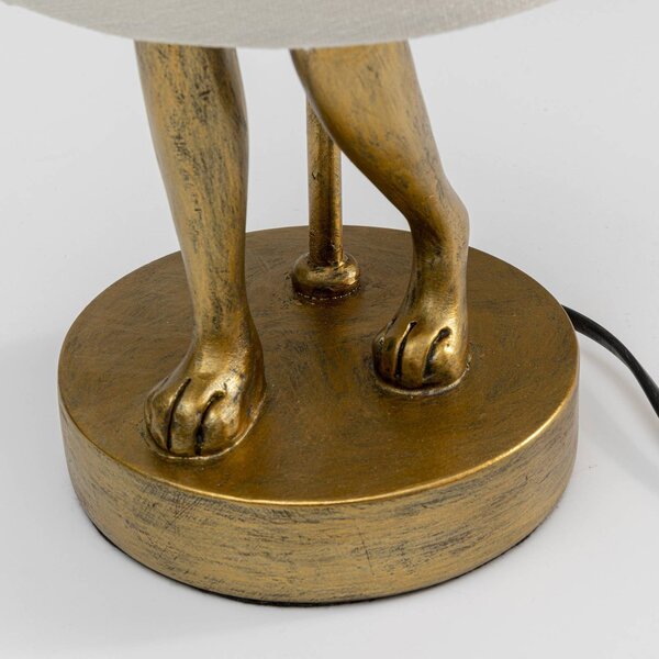 Kare stolová lampa Animal Rabbit, zlatá/biela, výška 50 cm, Mosadz / zlato, Obývacia izba / jedáleň, Textil / látka / hodváb, Dizajn, Stojacie svietidlo