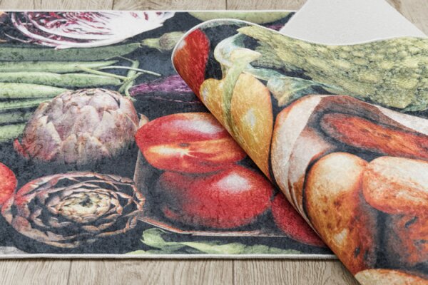 Koberec/ behúň protišmykový ANDRE 1711 Ovocie a zelenina, do kuchyne - zelený