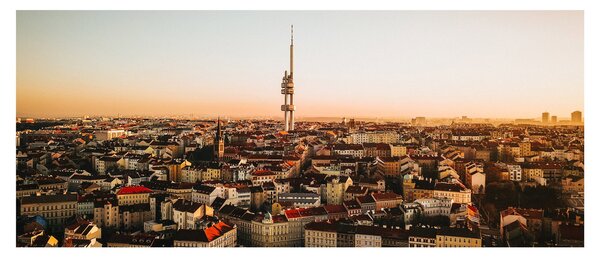Obraz západu slnka nad Žižkovom (120x50 cm)