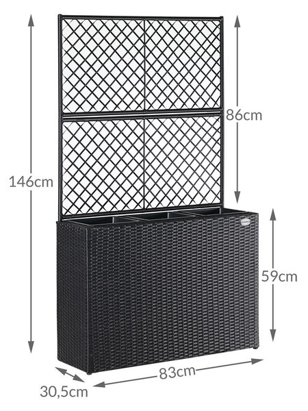 Kvetinový box s vypletom - čierny