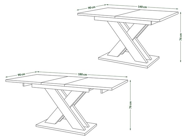 KARO Biela Matná/Čierna Matná - MODERNÝ ROZKLADACÍ STÔL DO 180 cm!