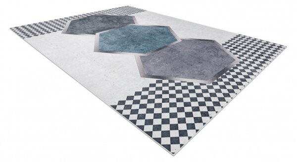Koberec protišmykový ANDRE 1863 Romby, geometrický - biely / čierny