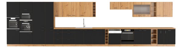 NovýNábytok.sk Dolná kuchynská skrinka pod drez Miraluna (dub artisan + čierna matná). Vlastná spoľahlivá doprava až k Vám domov. 1062370