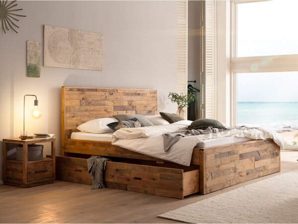 Massive home | Dřevěná postel s úložným prostorem Sharon 180x200 masiv borovice MHA2201W