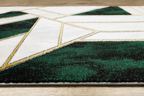 Behúň EMERALD exkluzívny 1015 glamour, marmur, geometrický zelený/zlatý