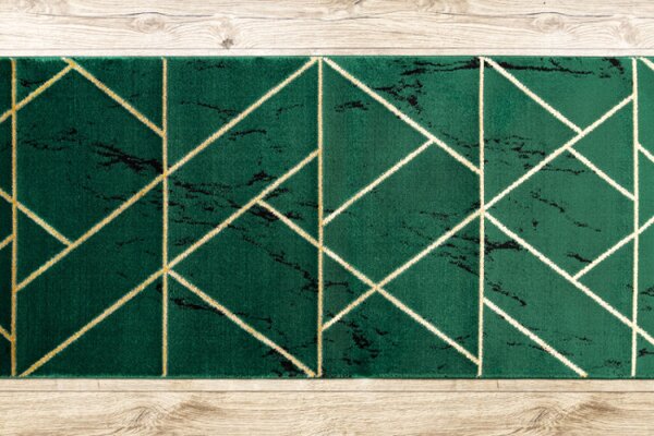 Behúň EMERALD exkluzívny 1012 glamour, marmur, geometrický zelený/zlatý