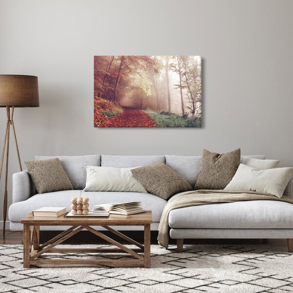 Obraz - Jesenná prechádzka lesom (90x60 cm)