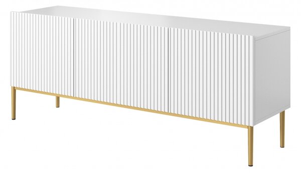 TV stolík Nicole 150 cm - biely mat / zlaté nožičky
