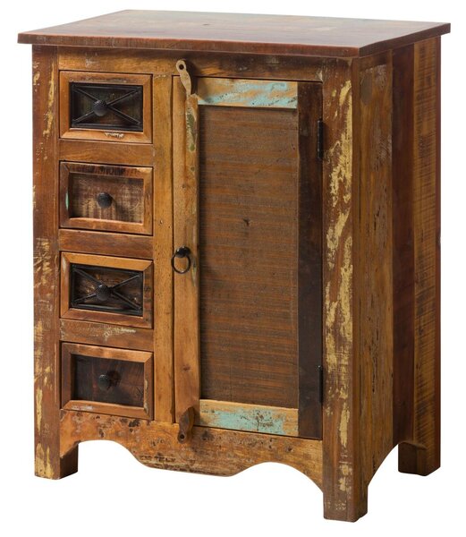 Stará drevená komoda 70x40x85 viacfarebne lakovaná OLDTIME
