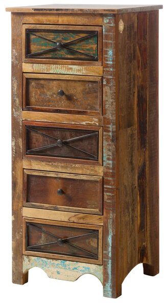 Stará drevená komoda 55x45x122 viacfarebne lakovaná OLDTIME