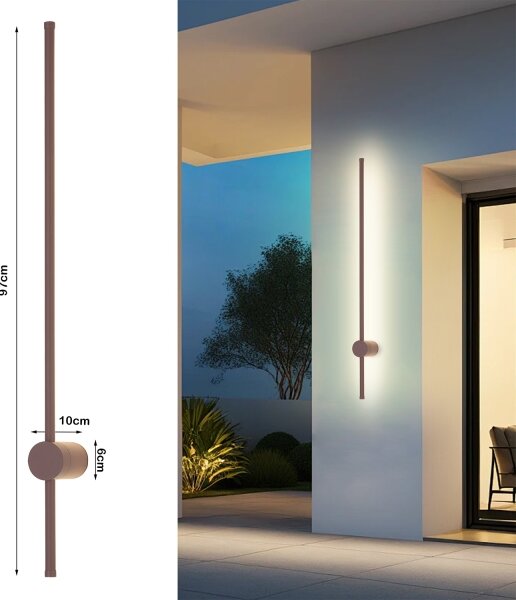 Brilagi - LED vonkajšie nástenné svietidlo AURA LED/20W/230V 3000K IP54 97 cm hnedé CRI 90