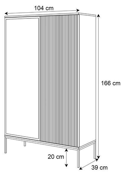 VYSOKÁ VITRÍNA ALESSIO 104 cm DUB WOTAN / ČIERNA LED