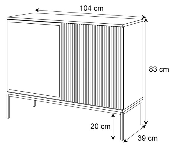 KOMODA ALESSIO 104 cm DUB WOTAN / ČIERNA LED