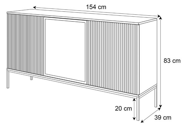 KOMODA ALESSIO 154 cm DUB WOTAN / ČIERNA LED