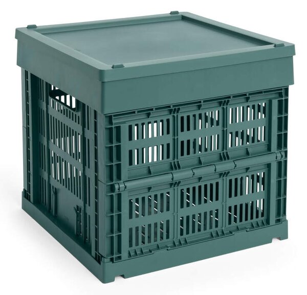 HAY Plastové veko Colour Crate Medium Square/Cube, dark green