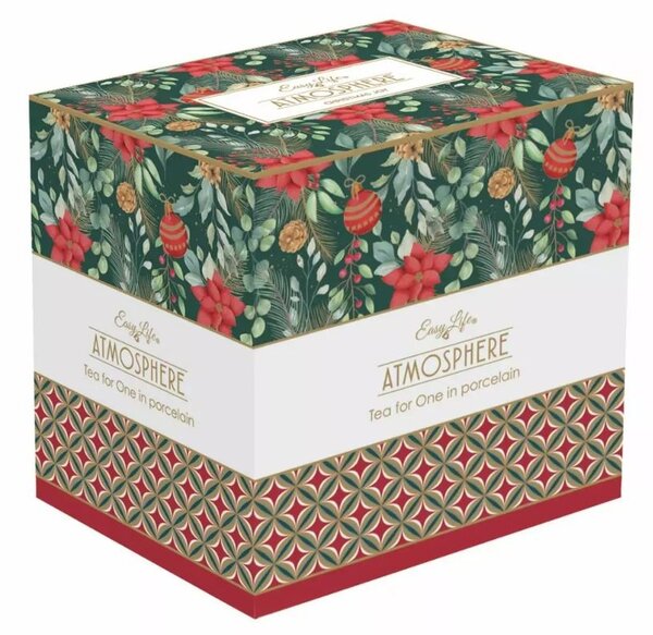 FEDORA Home Porcelánový čajník s hrnčekom, 350 ml, Coffee Mania Christmas Joy
