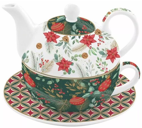 FEDORA Home Porcelánový čajník s hrnčekom, 350 ml, Coffee Mania Christmas Joy
