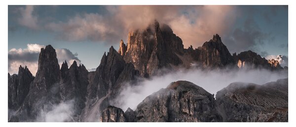 Obraz - Talianske dolomity schované v hmle (120x50 cm)