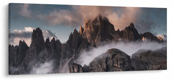 Obraz - Talianske dolomity schované v hmle (120x50 cm)