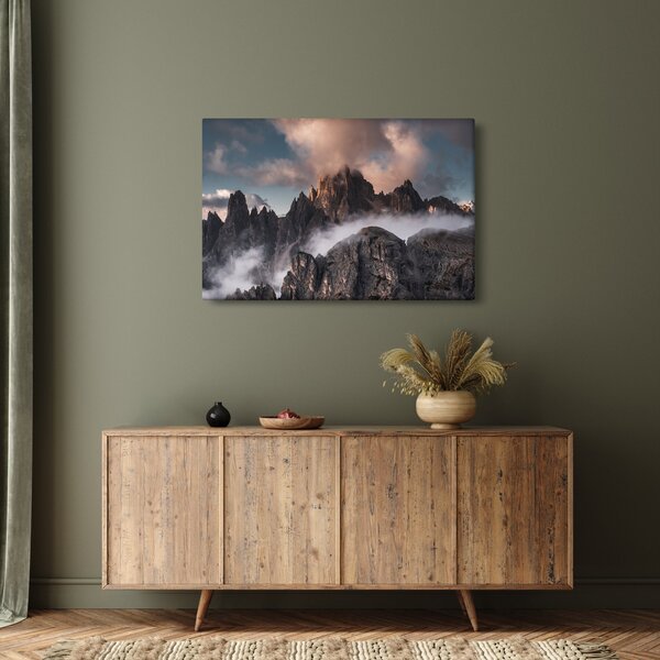 Obraz - Talianske dolomity schované v hmle (90x60 cm)