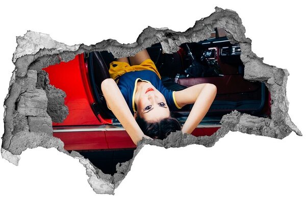 Fotoobraz diera na stenu Žena v aute nd-b-75274635