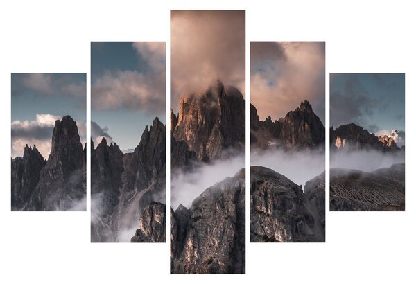 Obraz - Talianske dolomity schované v hmle (150x105 cm)