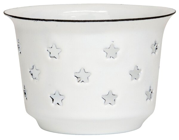 Smaltovaný svietnik Stars White