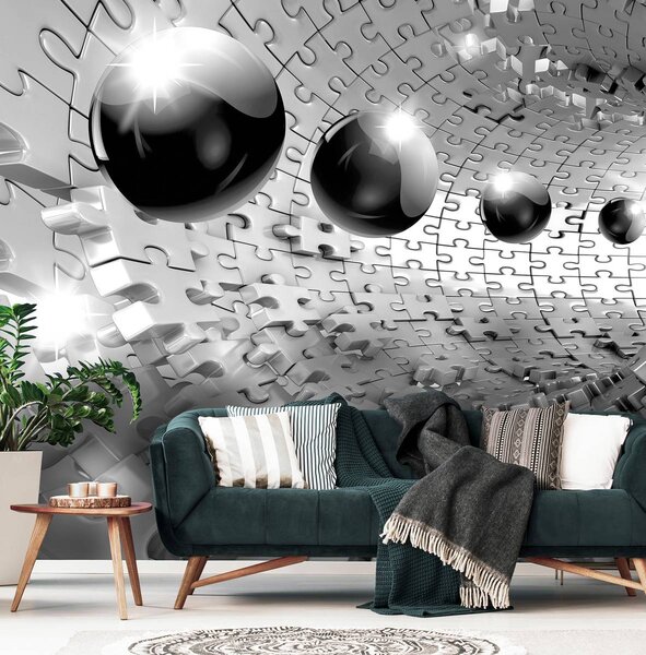 Fototapeta - 3D guľa v šedej farbe (152,5x104 cm)
