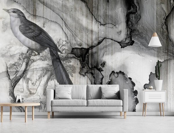 Fototapeta - Vták - rozliaty atrament (152,5x104 cm)