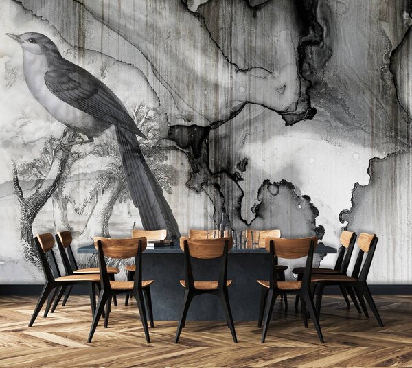 Fototapeta - Vták - rozliaty atrament (152,5x104 cm)
