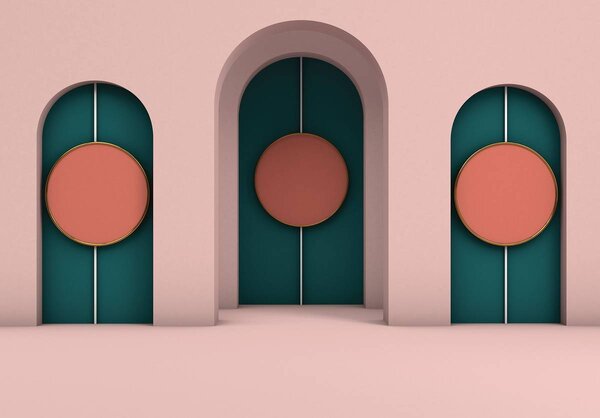 Fototapeta - Minimalizmus. Geometrické pastelové oblúky (152,5x104 cm)