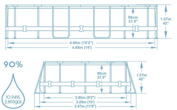 Celoročný rodinný bazén 5,49 x 2,74 x 1,32 m + príslušenstvo (pieskové čerpadlo, rebrík, krycia plachta)