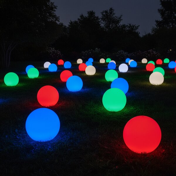 Svietiaca LED guľa 30 cm – 6 RGB + 3 biele