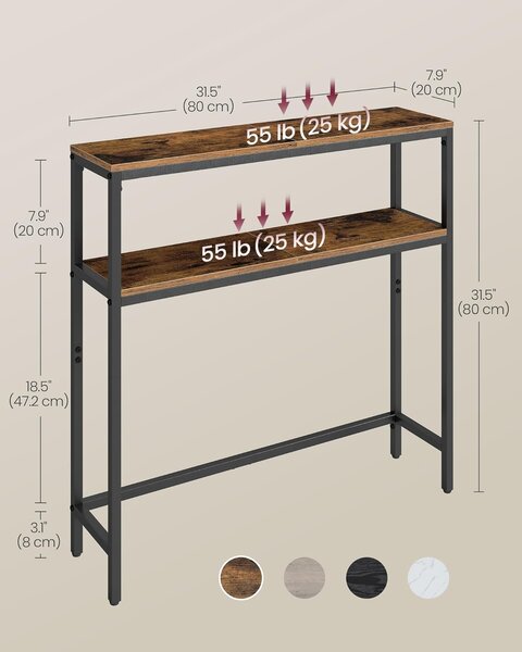 SONGMICS Konzolový stolík Vasagle Crem 80 cm čierny/hnedý