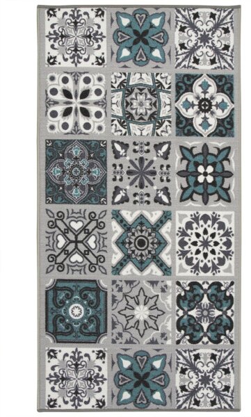 Protišmykový koberec/ behúň Patchwork tyrkysový