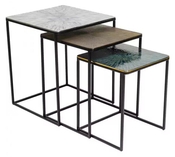 Odkladací stolík Ray Square – set 3 ks 57,5 × 48 × 48 cm KARE DESIGN