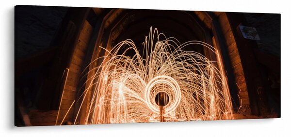 Obraz - Svetelná show na koľajniciach (120x50 cm)