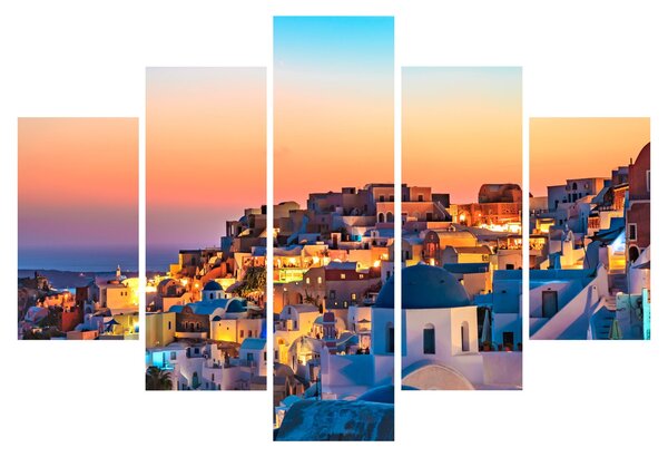 Obraz - Santorini pri zotmení (150x105 cm)