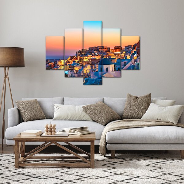 Obraz - Santorini pri zotmení (150x105 cm)