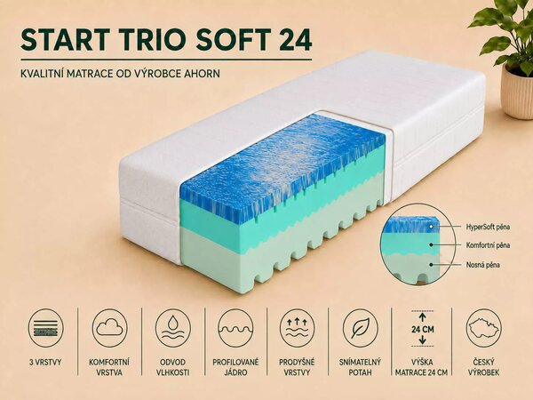Ahorn Sendvičový matrac Start Trio Soft 24 200x90, Stress Free