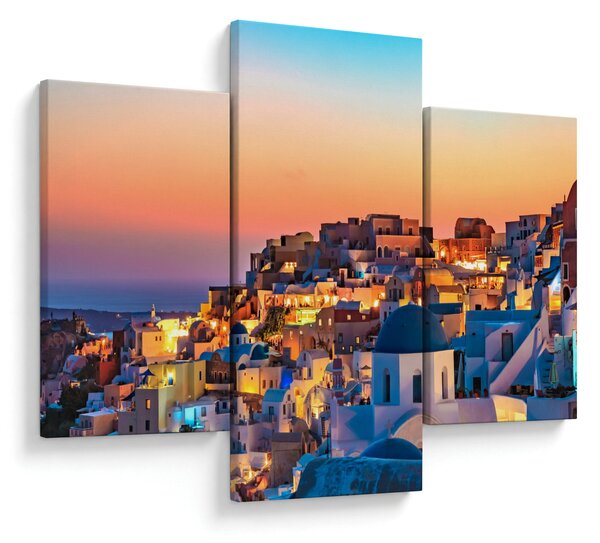 Obraz - Santorini pri zotmení (90x60 cm)