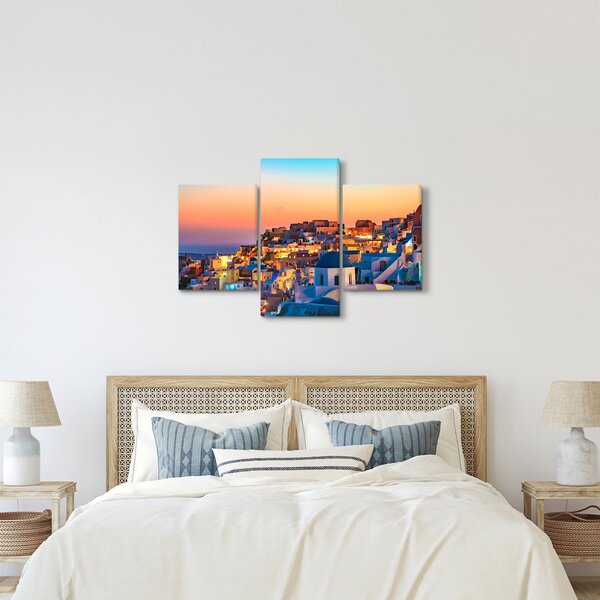 Obraz - Santorini pri zotmení (90x60 cm)
