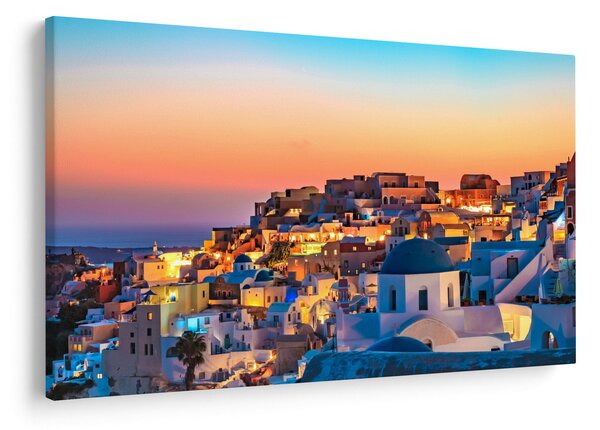 Obraz - Santorini pri zotmení (90x60 cm)