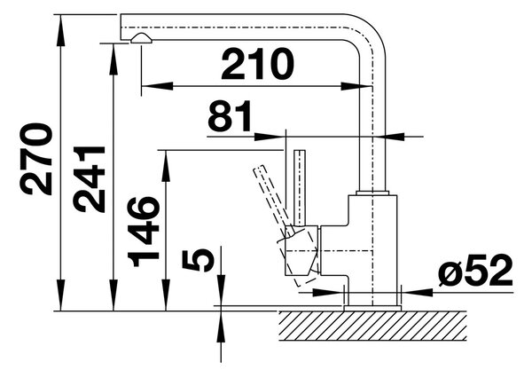 Blanco Mila, kuchynská batéria h-270, čierna matná, BLA-526657