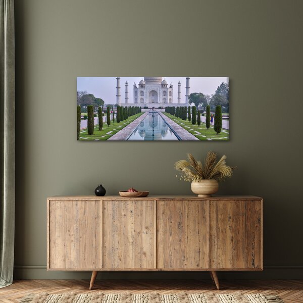 Obraz - Taj Mahal za východu slnka (120x50 cm)